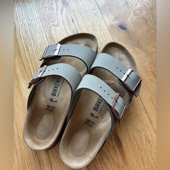 Birkenstock Shoes - Birkenstock Women's Sandals - Gray with Brown Buckles